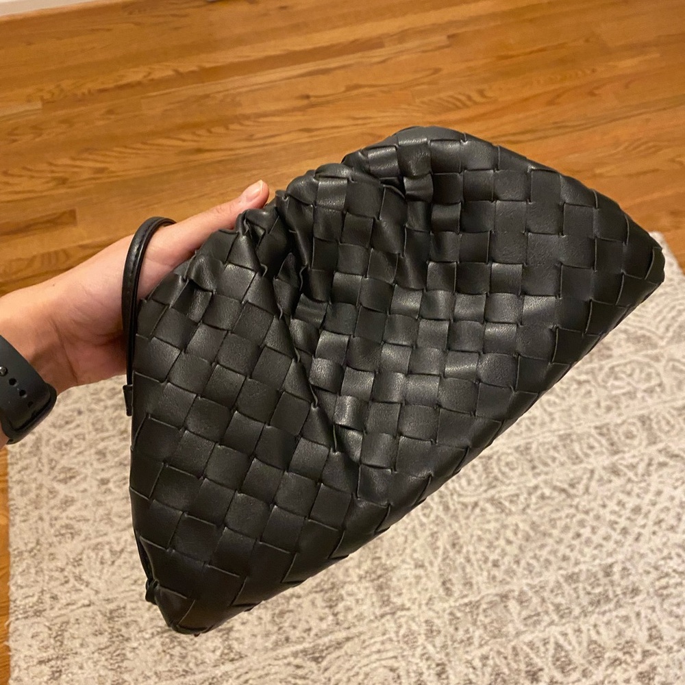 Black woven cloud dumpling pouch - teen pouch clutch